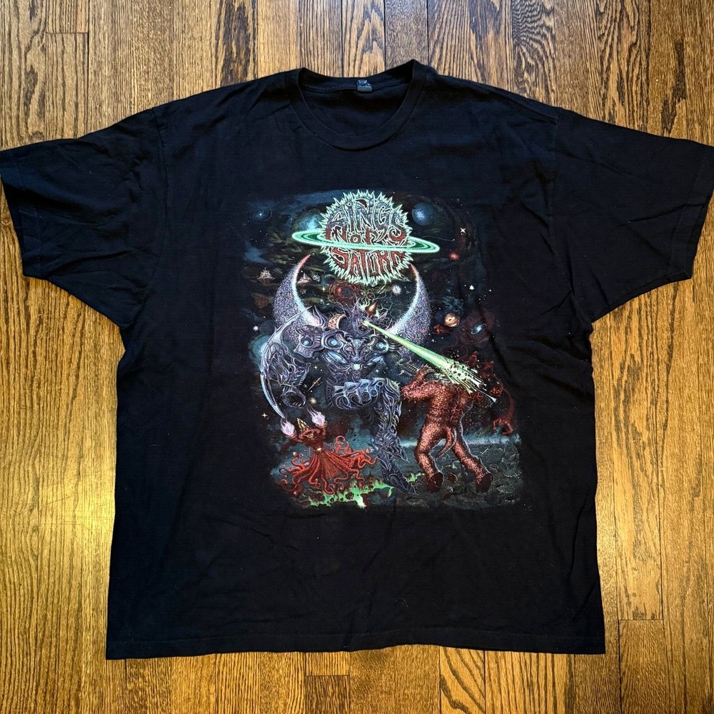 Rings Of Saturn Mens 2XL Band Tour T Shirt Tee Black‎ Monsters Fighting Graphic
